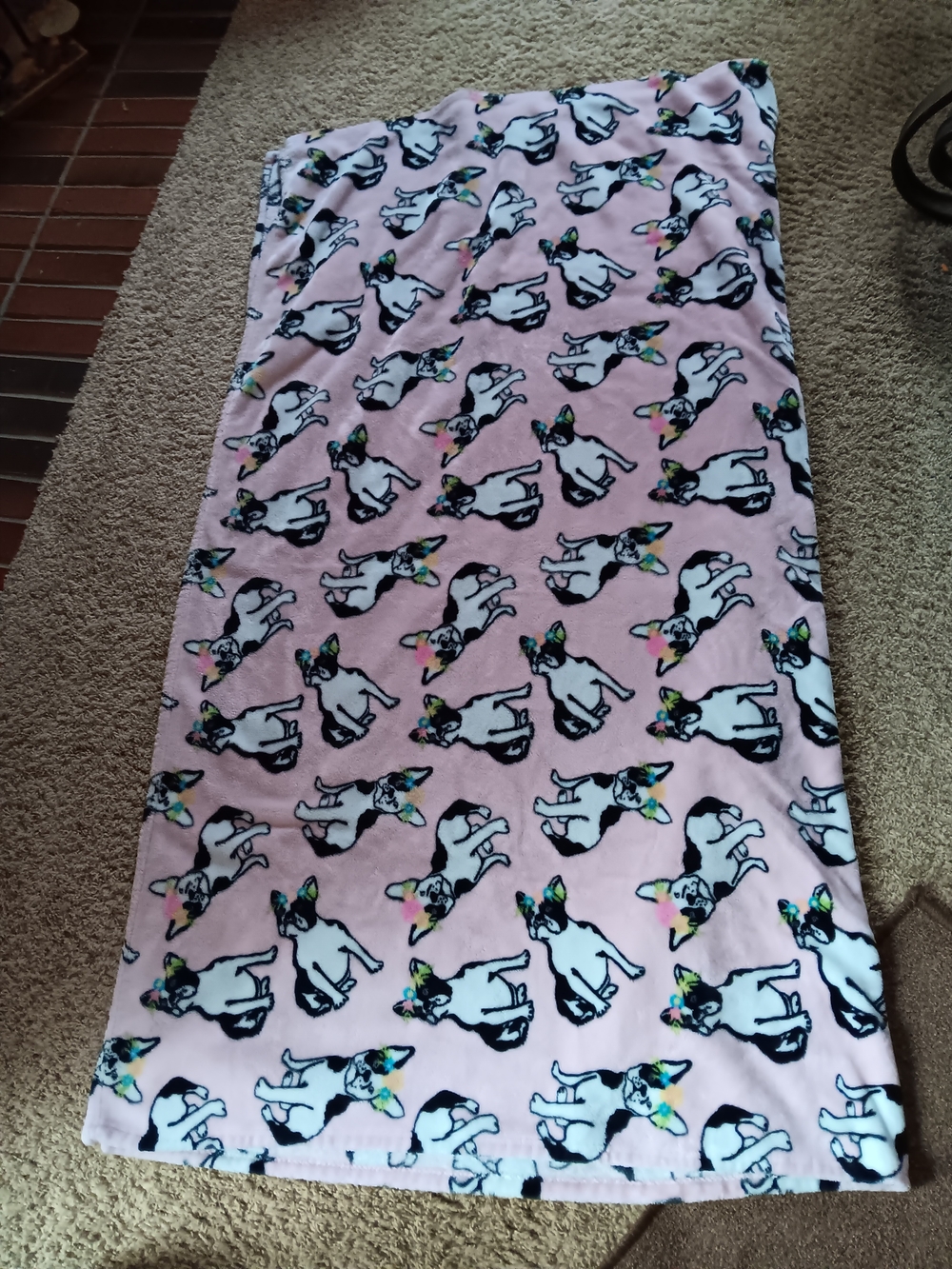 Kids Pink Fleece Blanket with Dog Print 60 By 66